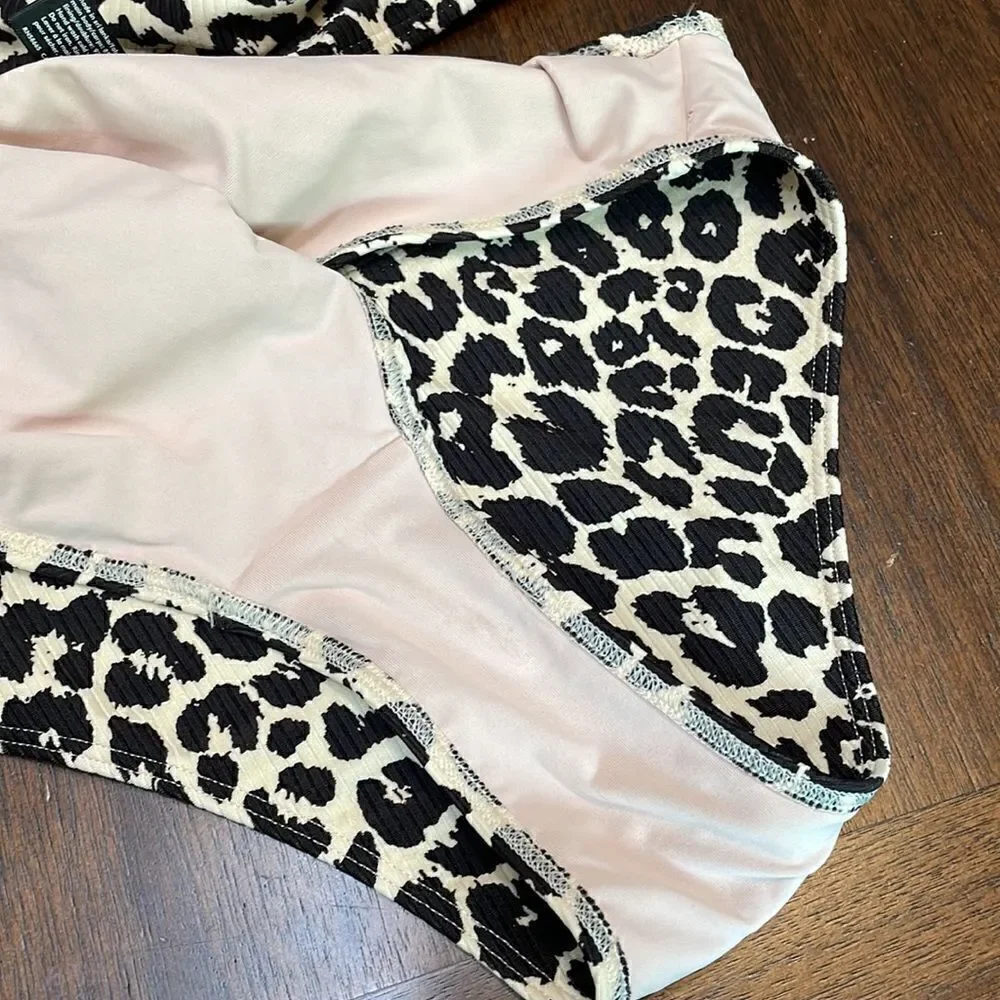 Something navy classic ribbed bandeau Ganache leopard print bikini